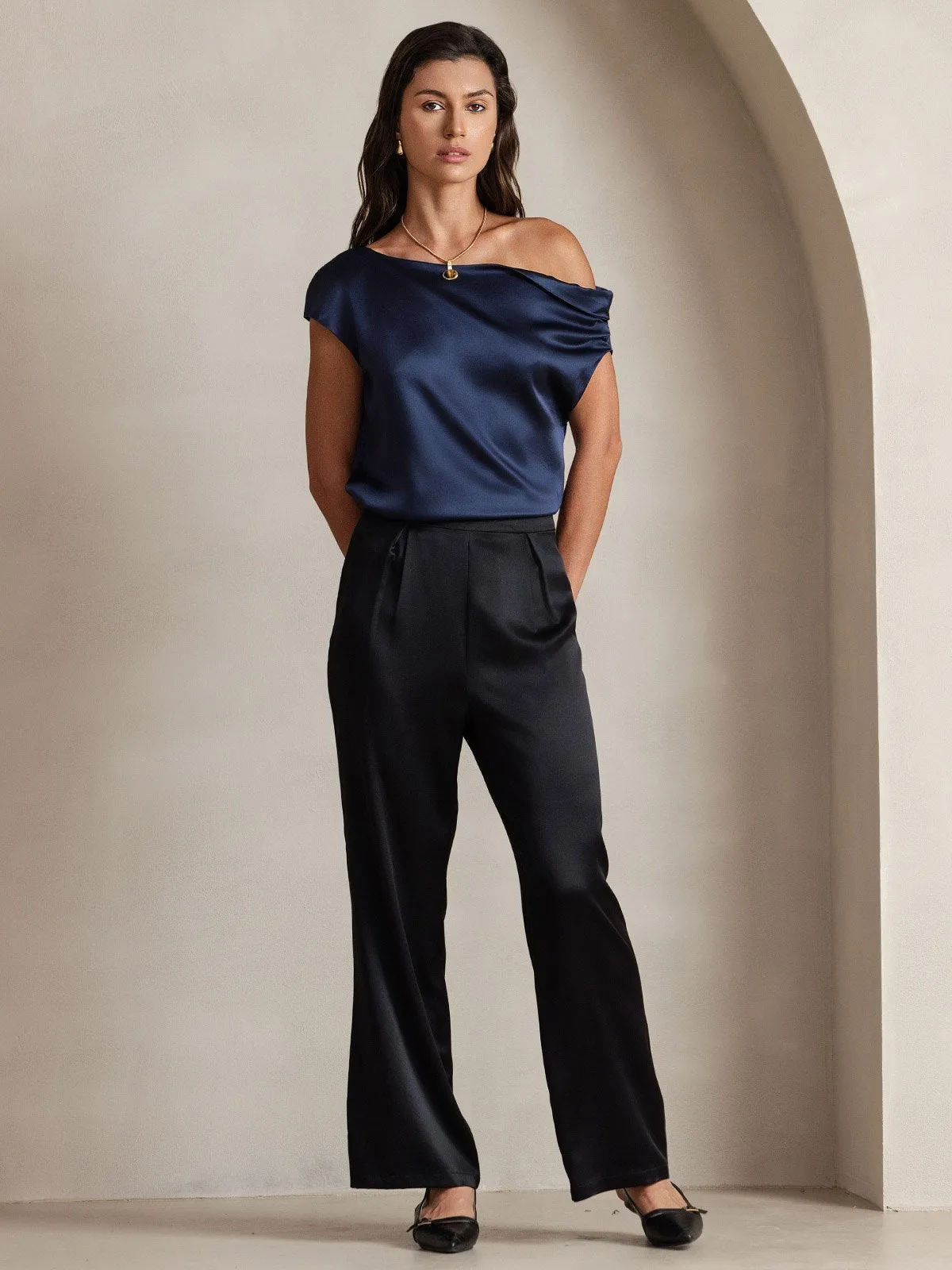 19Momme Casual Silk Wide Leg Pants