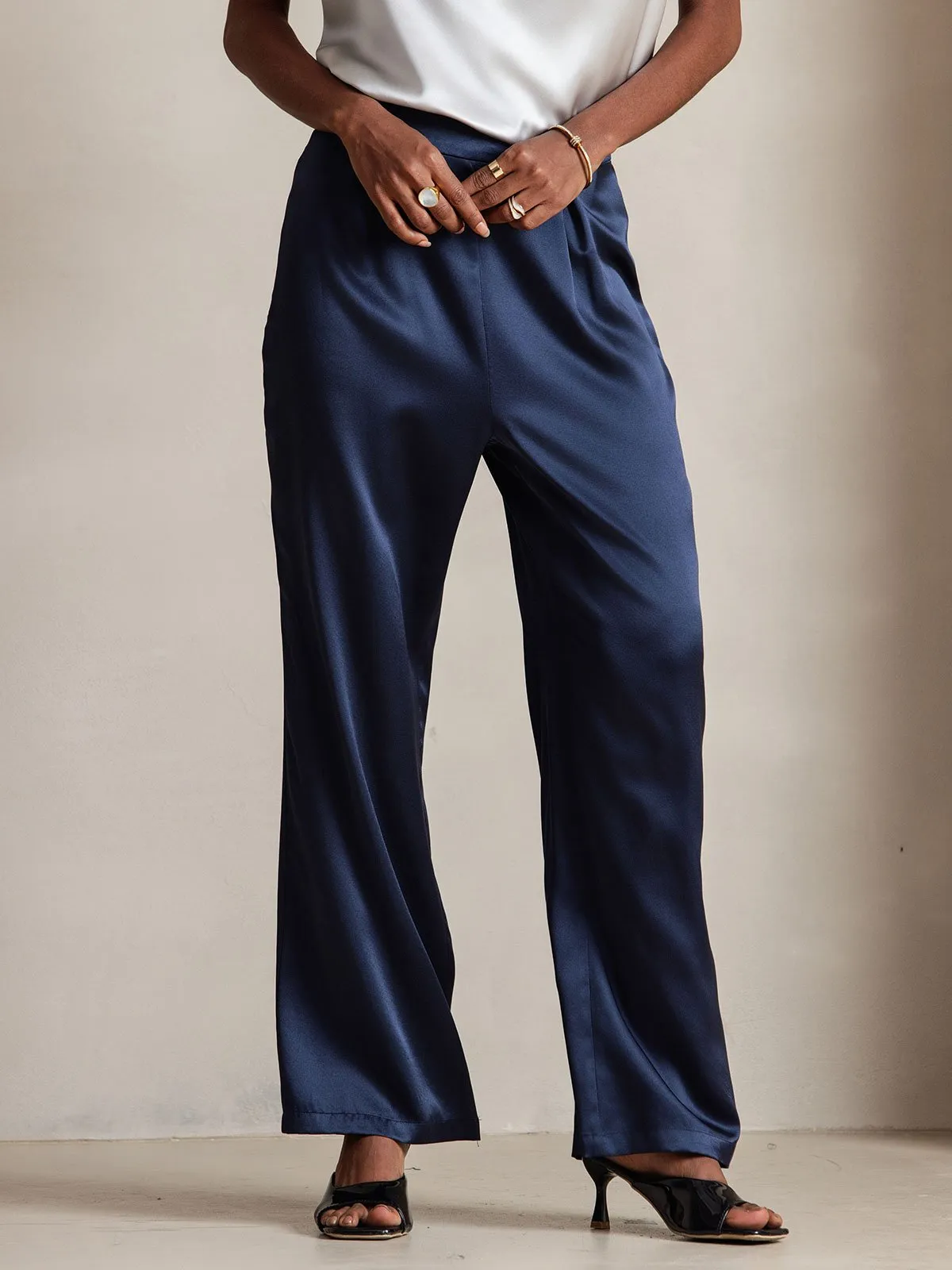 19Momme Casual Silk Wide Leg Pants