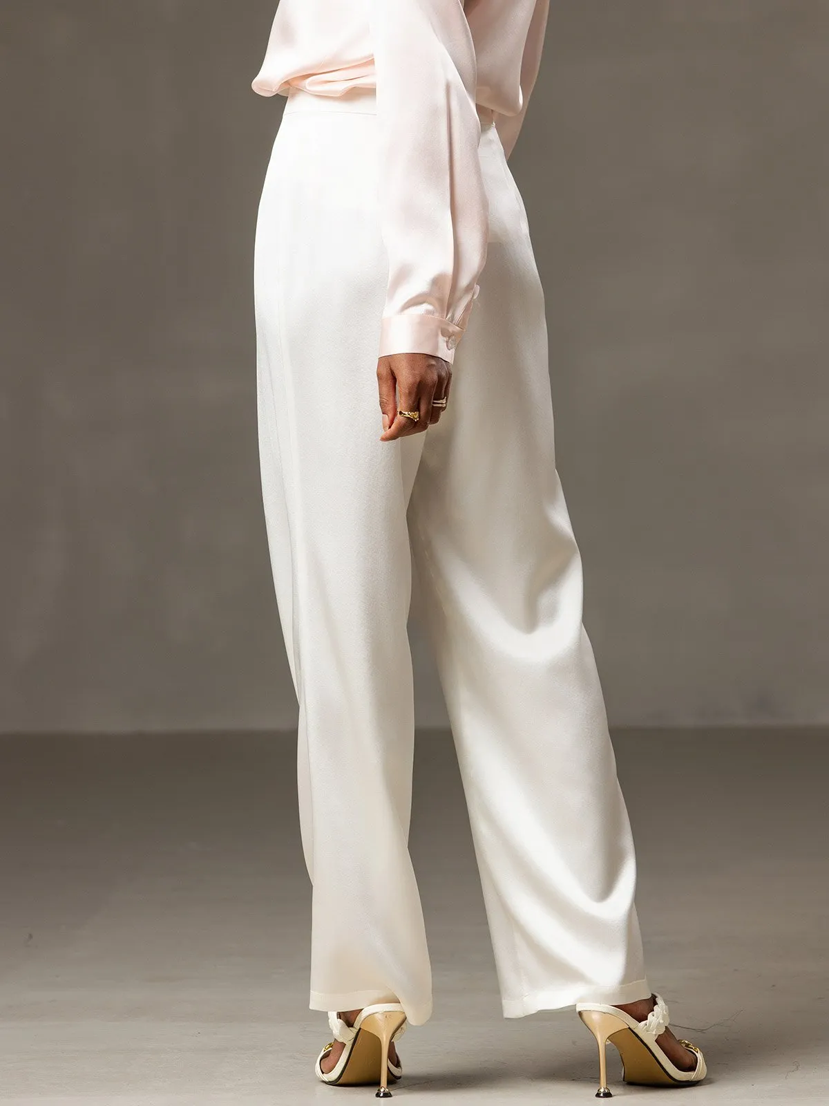 19Momme Casual Silk Wide Leg Pants