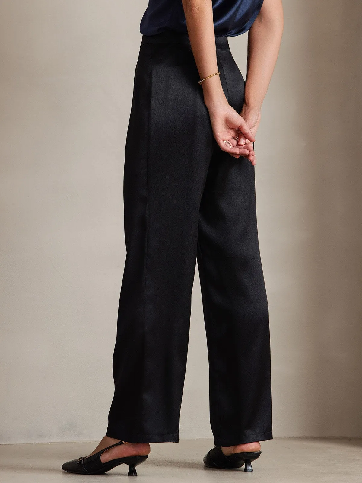 19Momme Casual Silk Wide Leg Pants