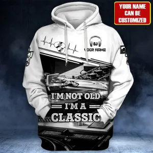 3D Print Custom DJ Hoodie, I'm A Classic DJ Tshirt, Black And White DJ Zip Up Hoodies Men Woman