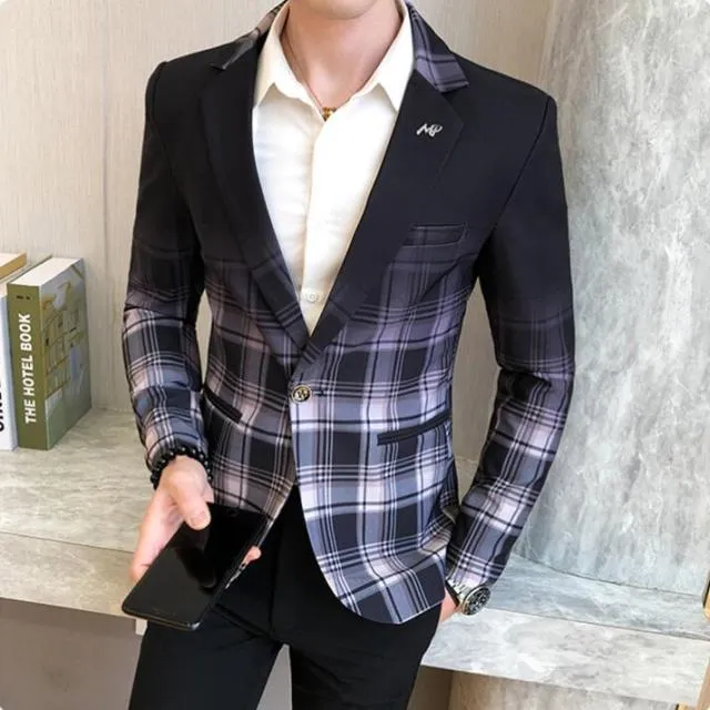 Aidase Brand clothing Men Fashion Suit Party Coat Casual Slim Fit Jackets Buttons Suit letter Floral Print Painting Blazers Male