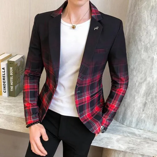 Aidase Brand clothing Men Fashion Suit Party Coat Casual Slim Fit Jackets Buttons Suit letter Floral Print Painting Blazers Male