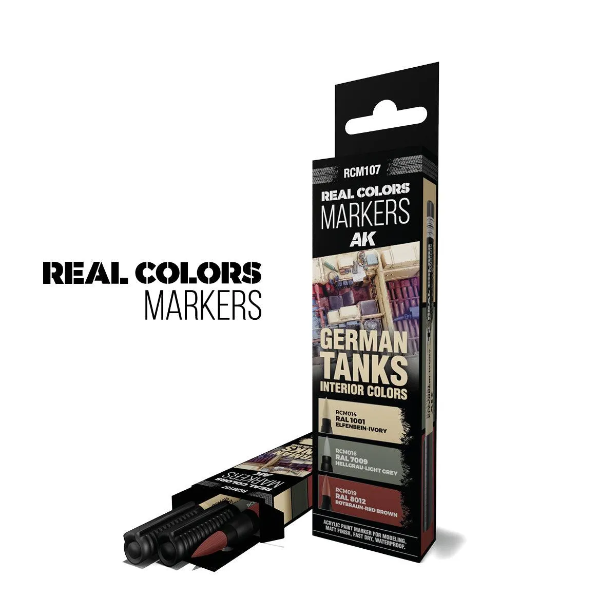 AK Interactive RCM107 RC Markers Set - German Tanks Interior Colors (3pcs)