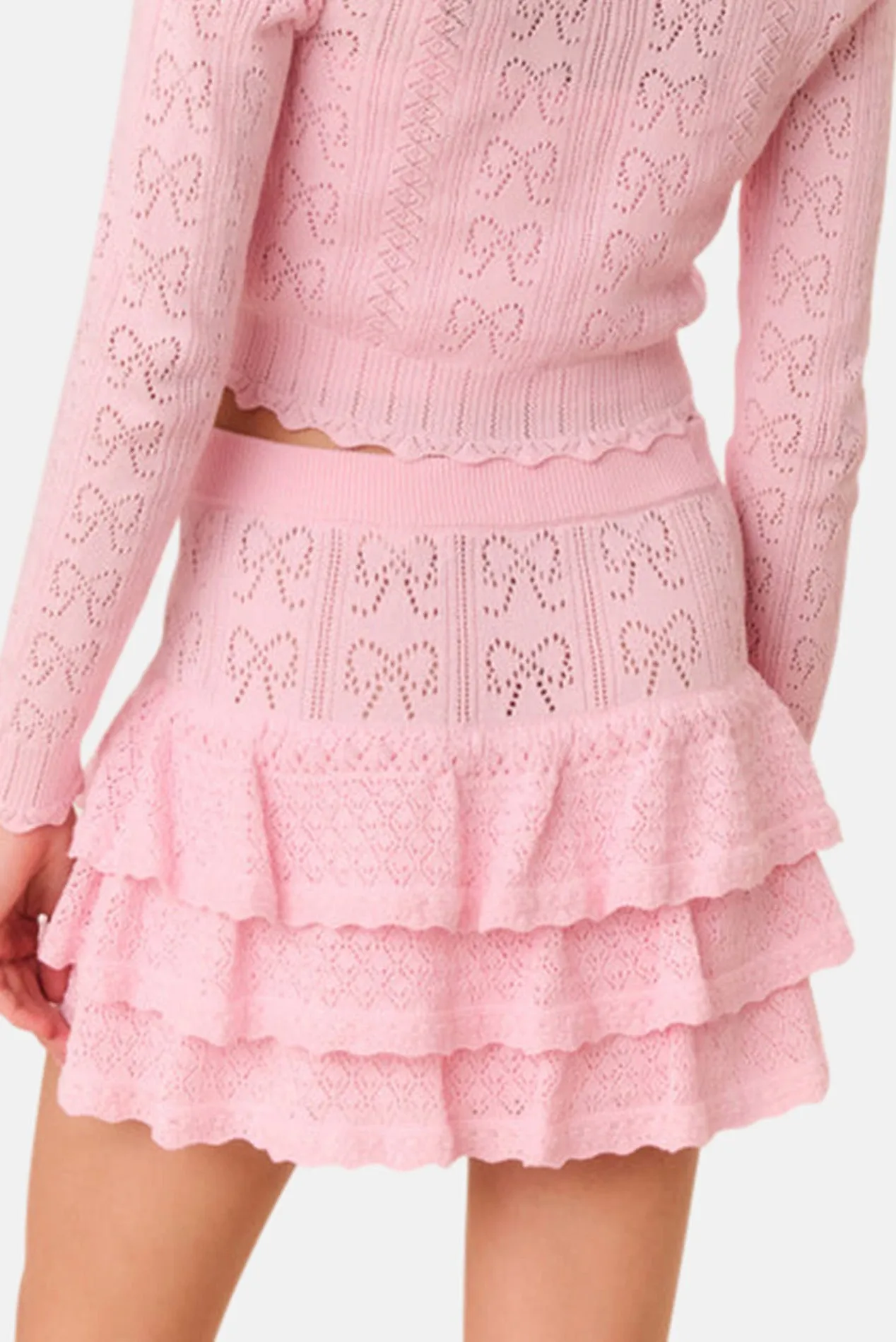 Baudin Bow Pointelle Mini Skirt Ballerina Pink