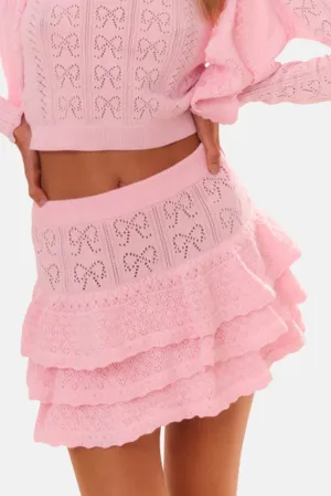 Baudin Bow Pointelle Mini Skirt Ballerina Pink