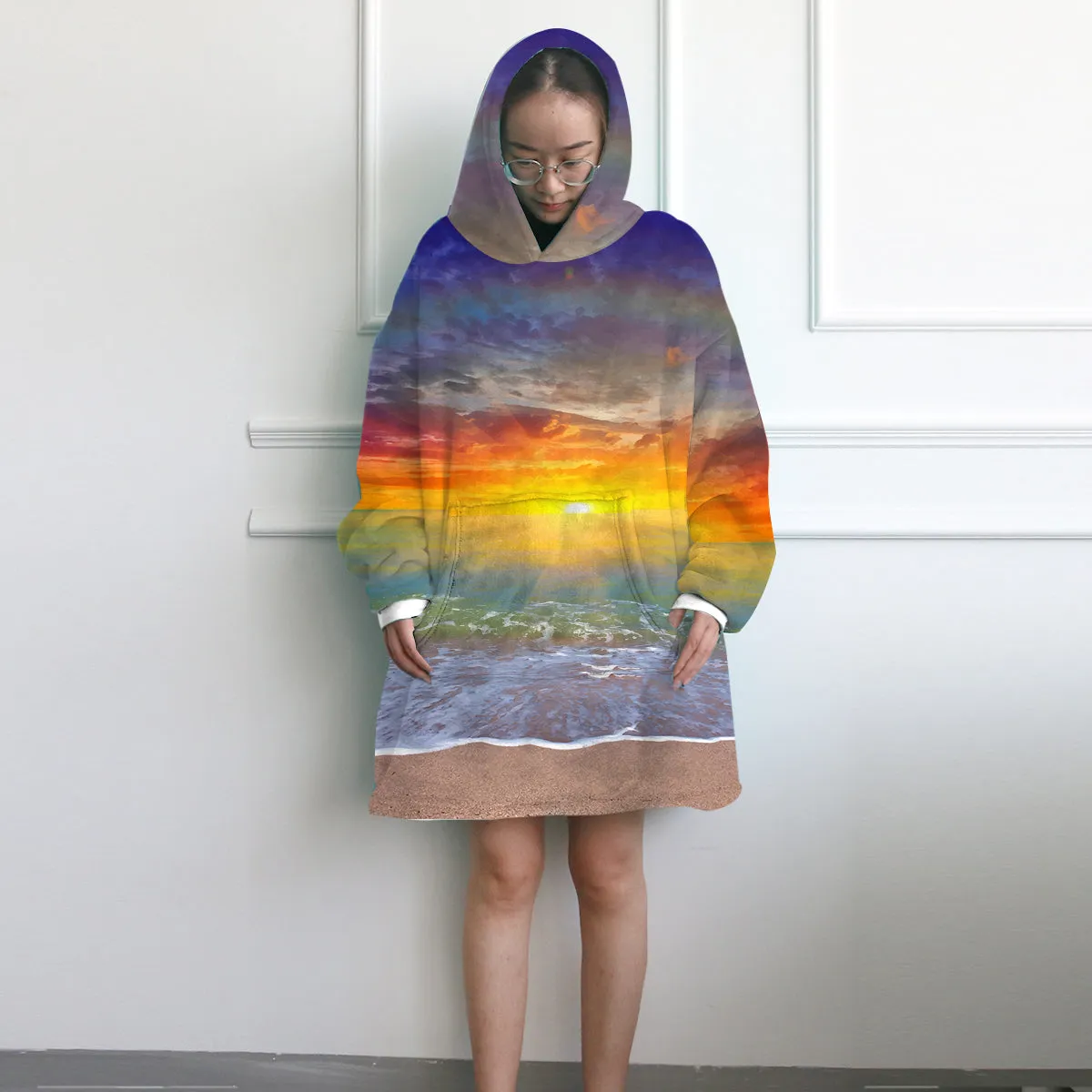 Beach Sunset Blanket Hoodie