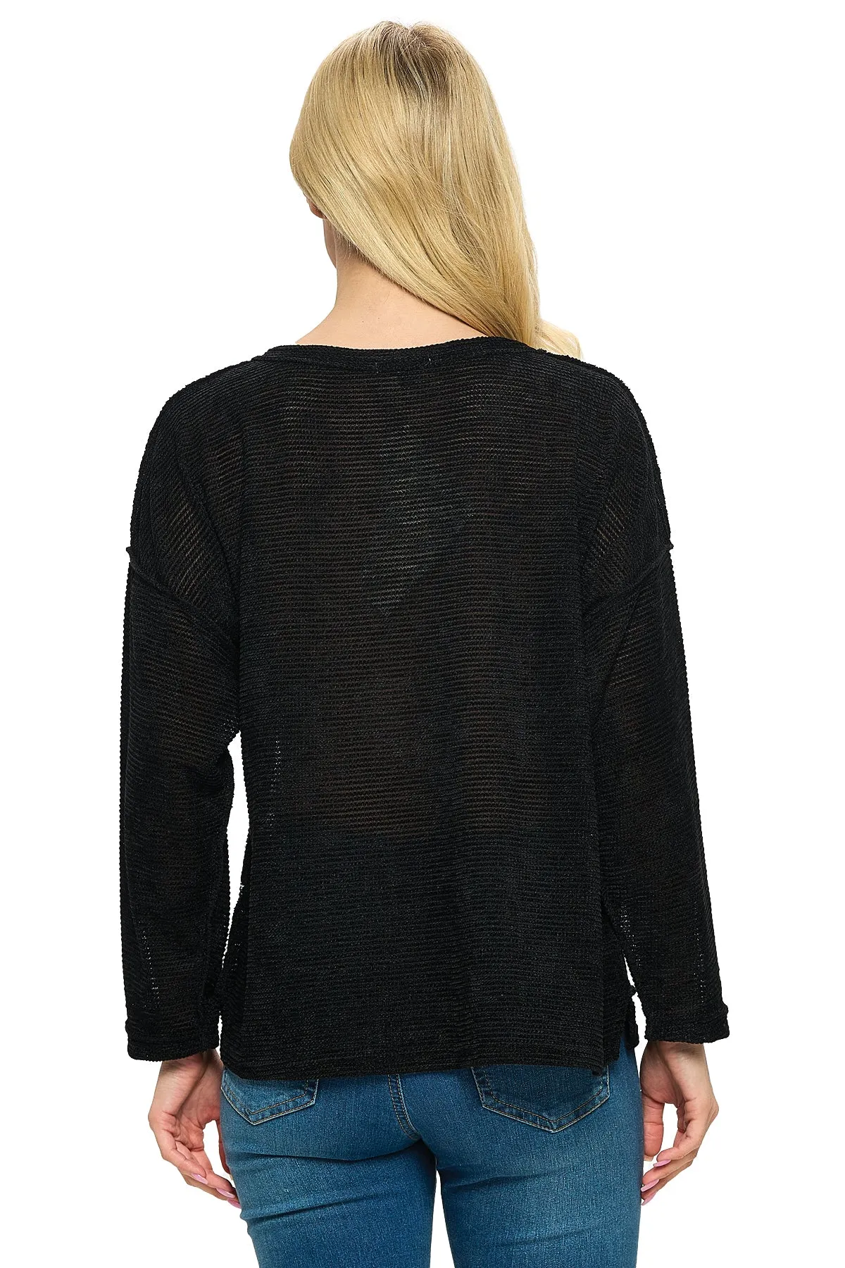 Black Pullover Inside Out Loose Fit Casual