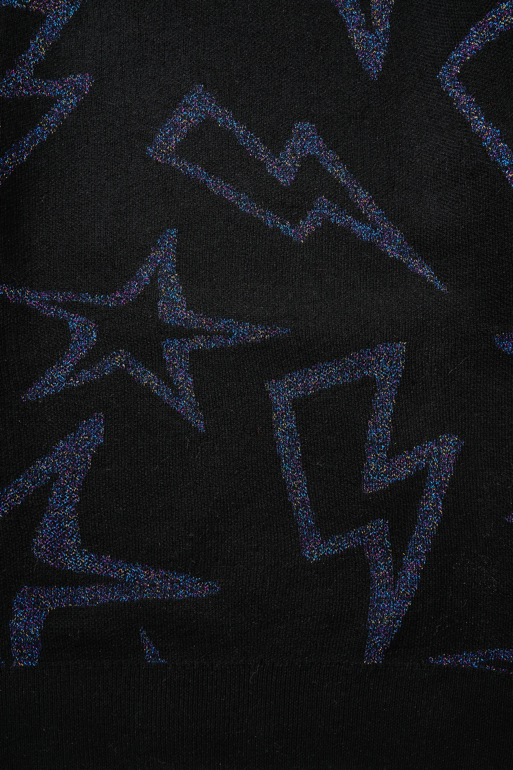 Black with Metallic Rainbow Star and Lightning Bolt Lurex Knit Jumper