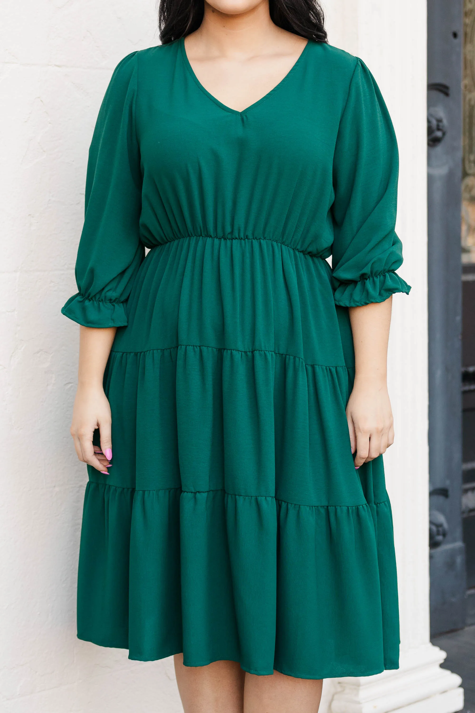 Coming To My Senses Dress, Hunter Green