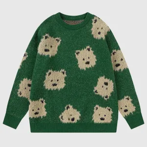 Dog Pattern Knit Sweater