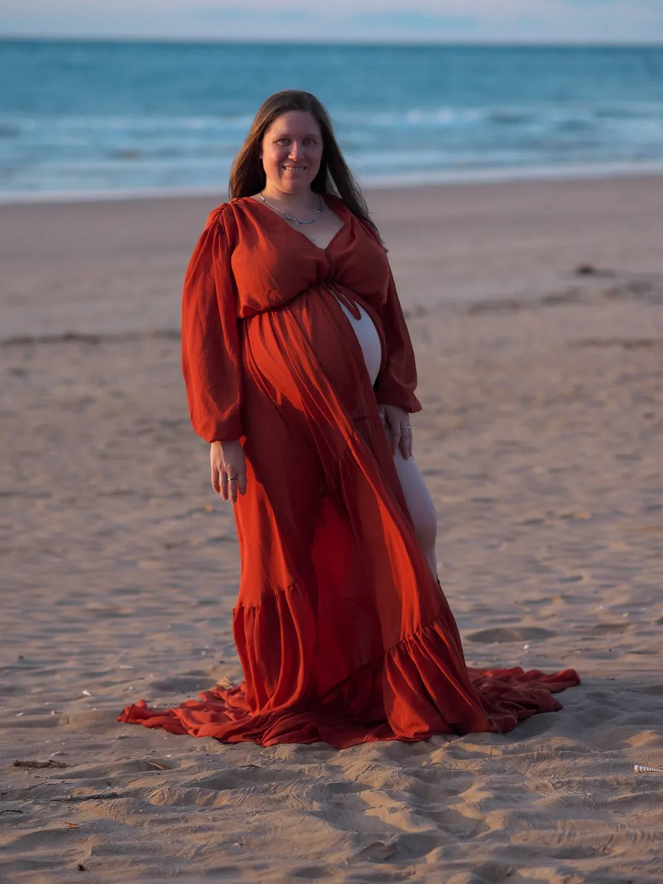 Dress Hire - Maternity Photoshoot Dresses - Rust Robe - DAY RENTAL