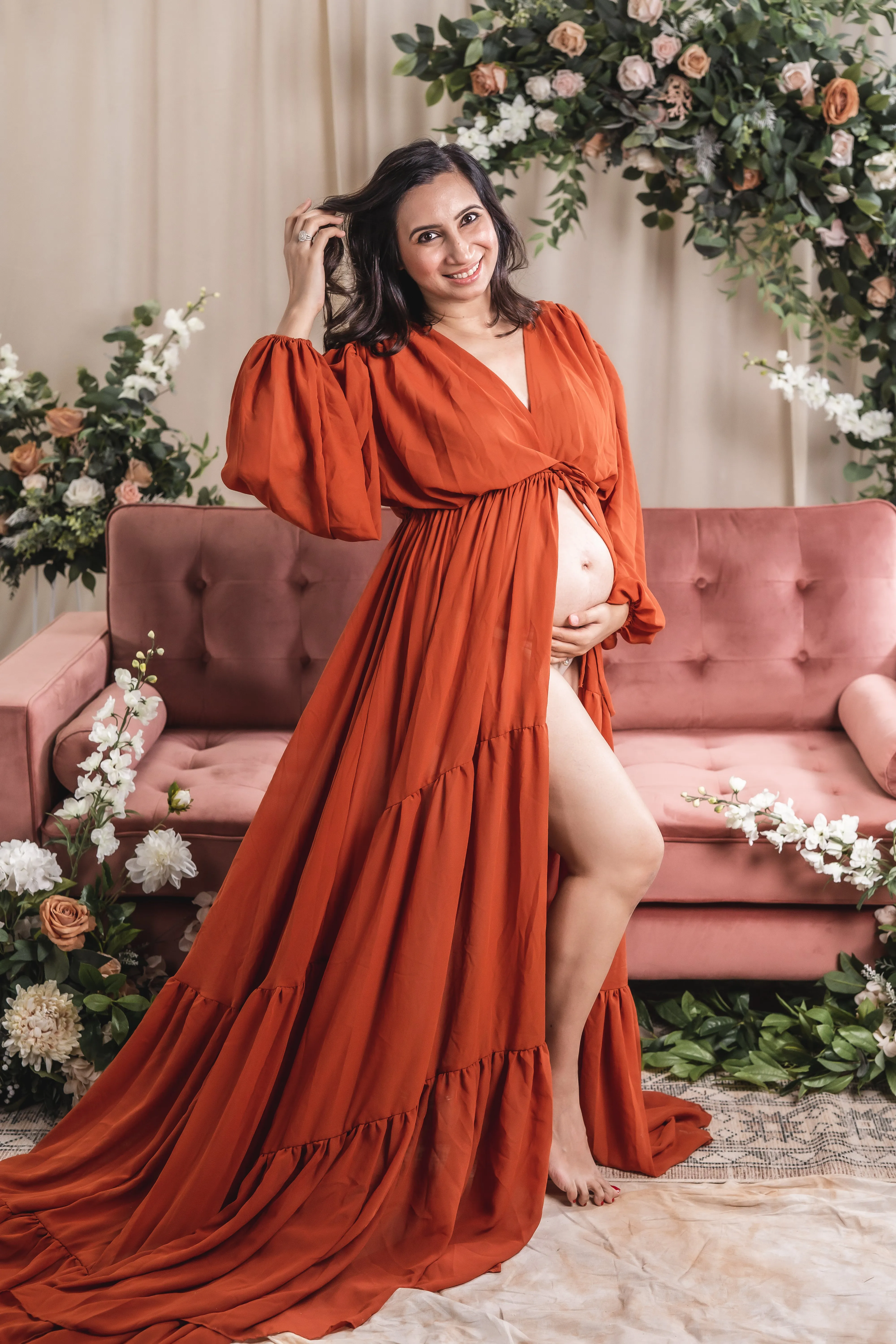 Dress Hire - Maternity Photoshoot Dresses - Rust Robe - DAY RENTAL