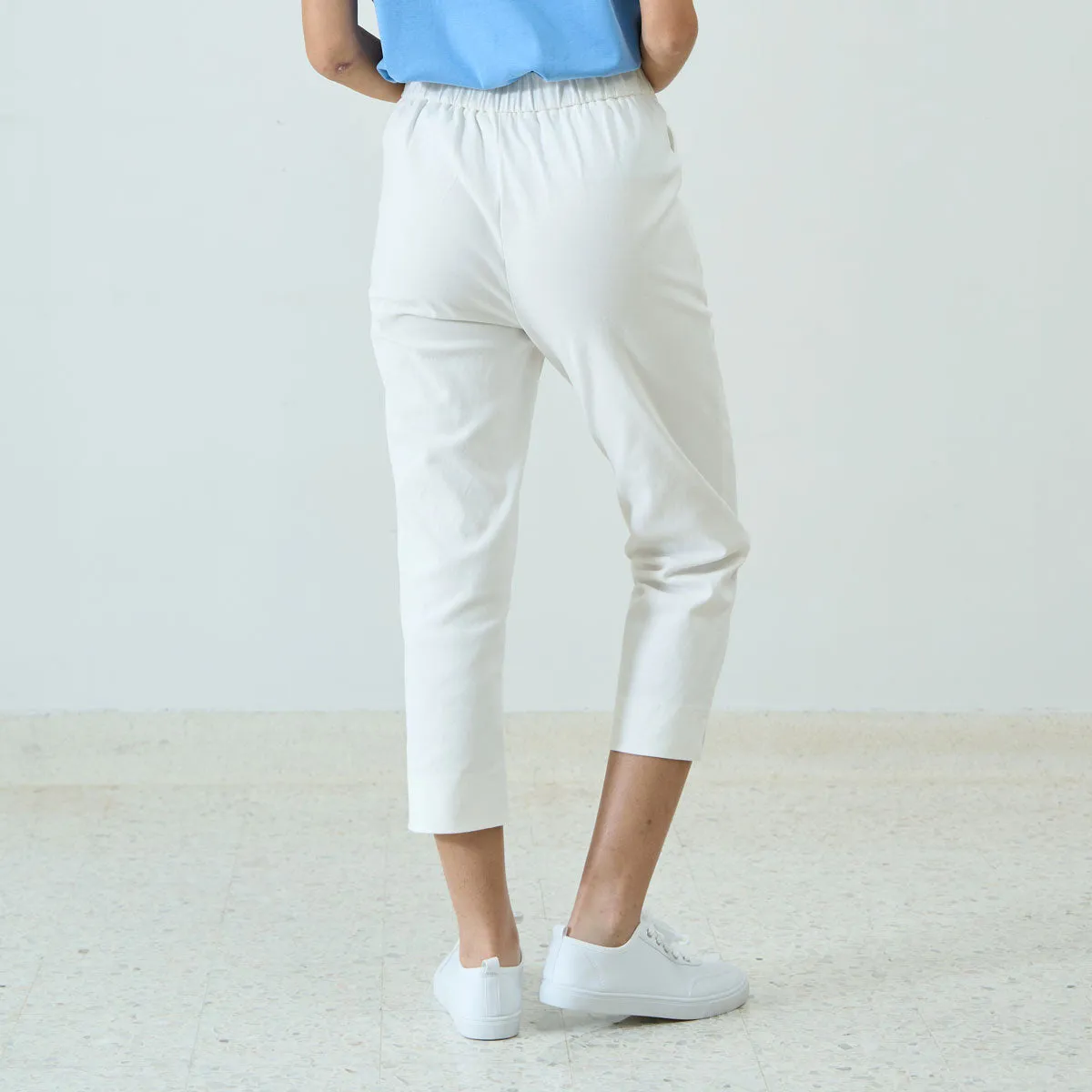 Elasticated Waist Stretchy Pants (Off White)