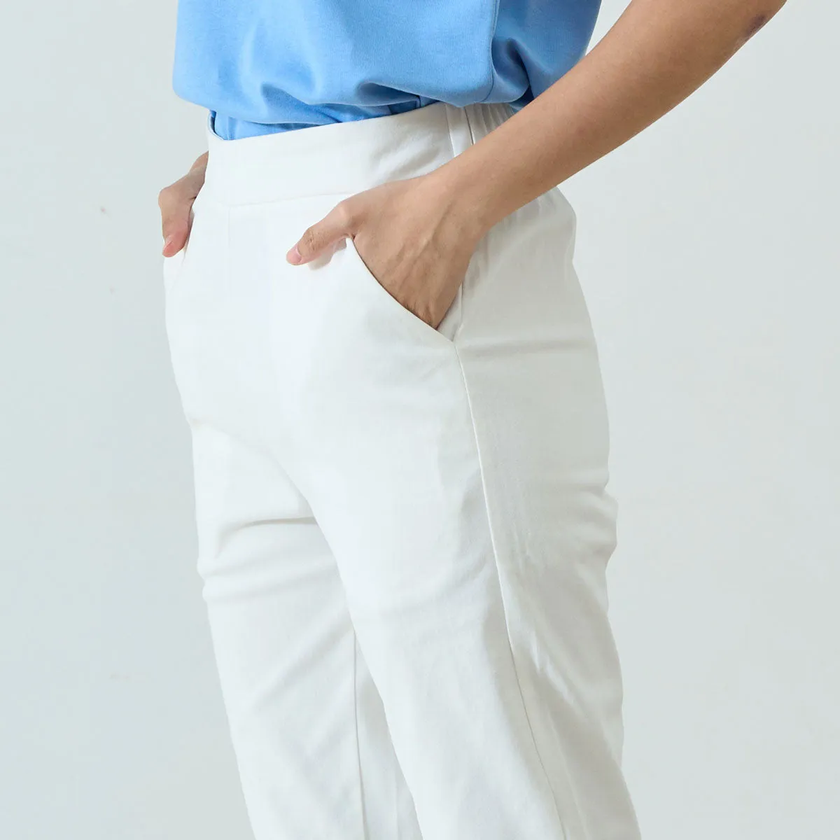 Elasticated Waist Stretchy Pants (Off White)