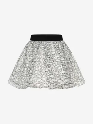 Elie Saab Girls Ivory & Black Silk Skirt