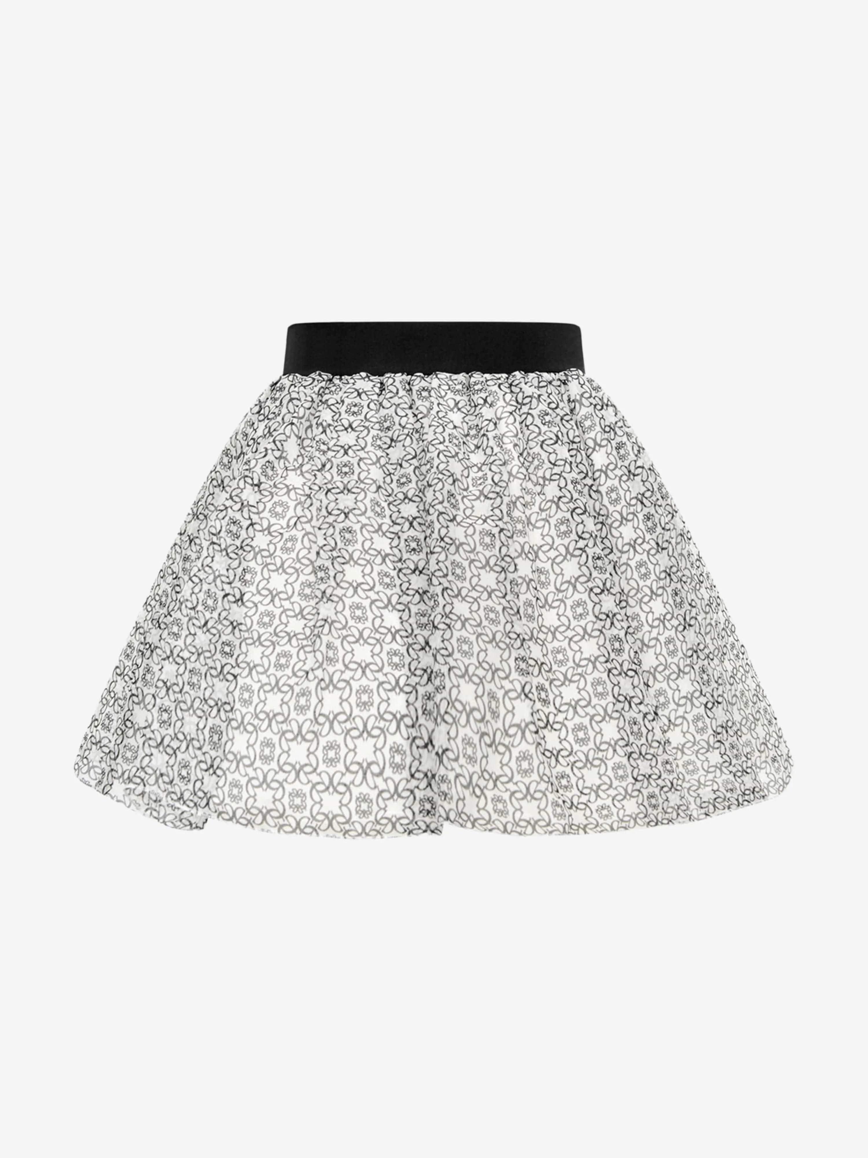 Elie Saab Girls Ivory & Black Silk Skirt