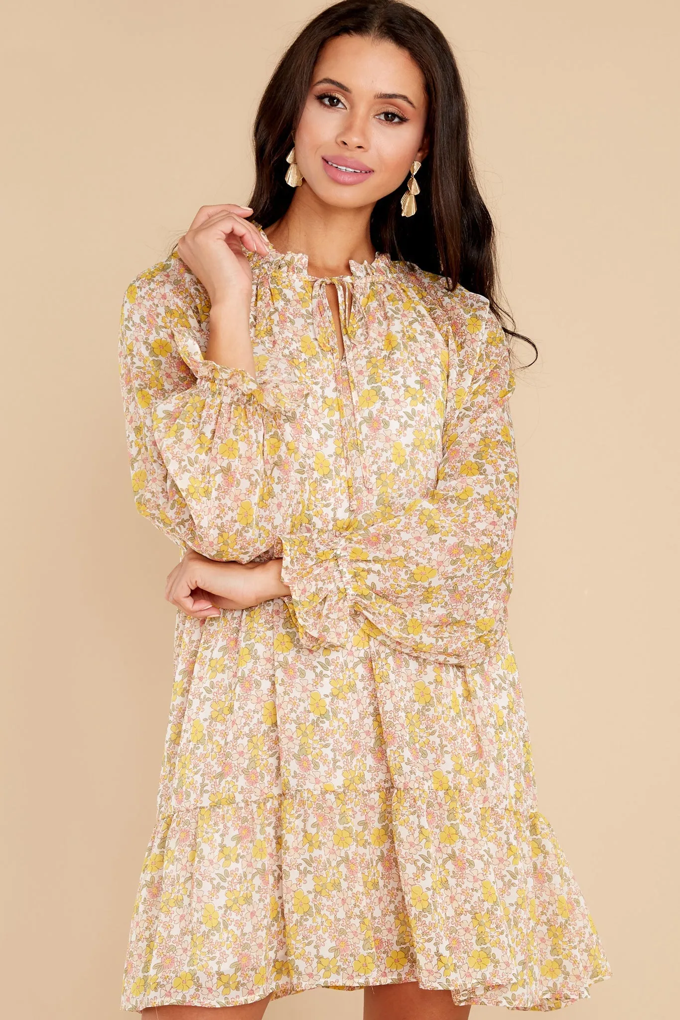 Feeling Loved Yellow Multi Floral Print Dress