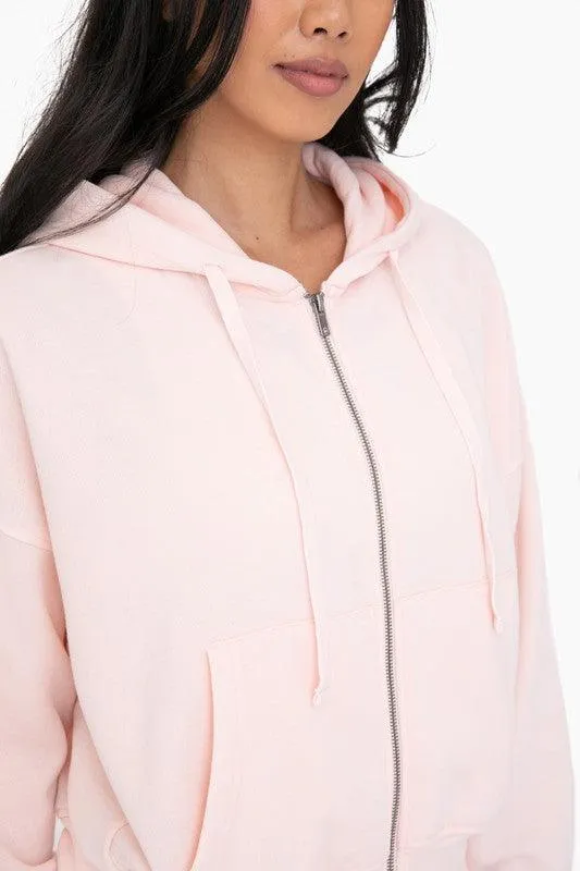 Fleece Hoodie Jacket With Tapered Sleeves