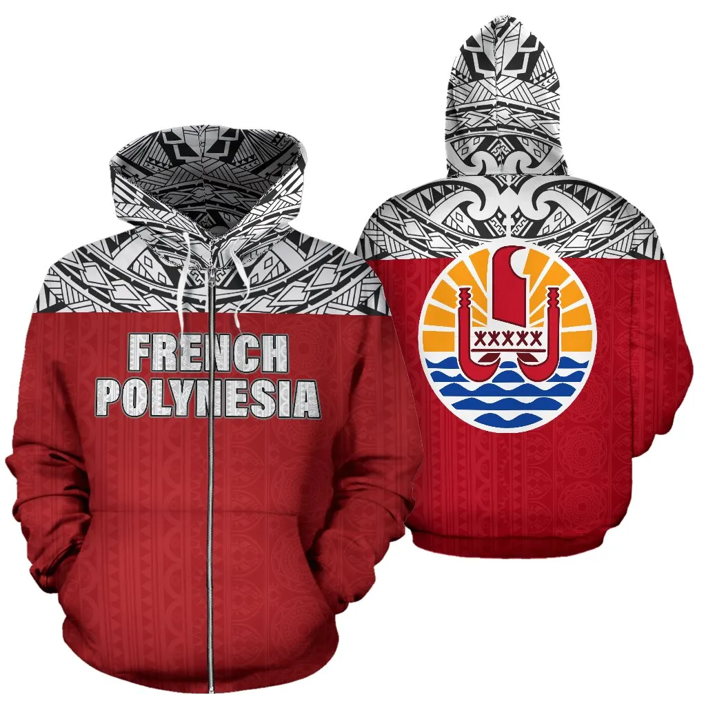 French Polynesia All Over Zip-Up Hoodie - Bn09