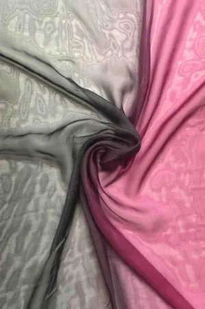 Fuchsia Rose/Black Ombre Silk Chiffon 2D-1001 Fabric