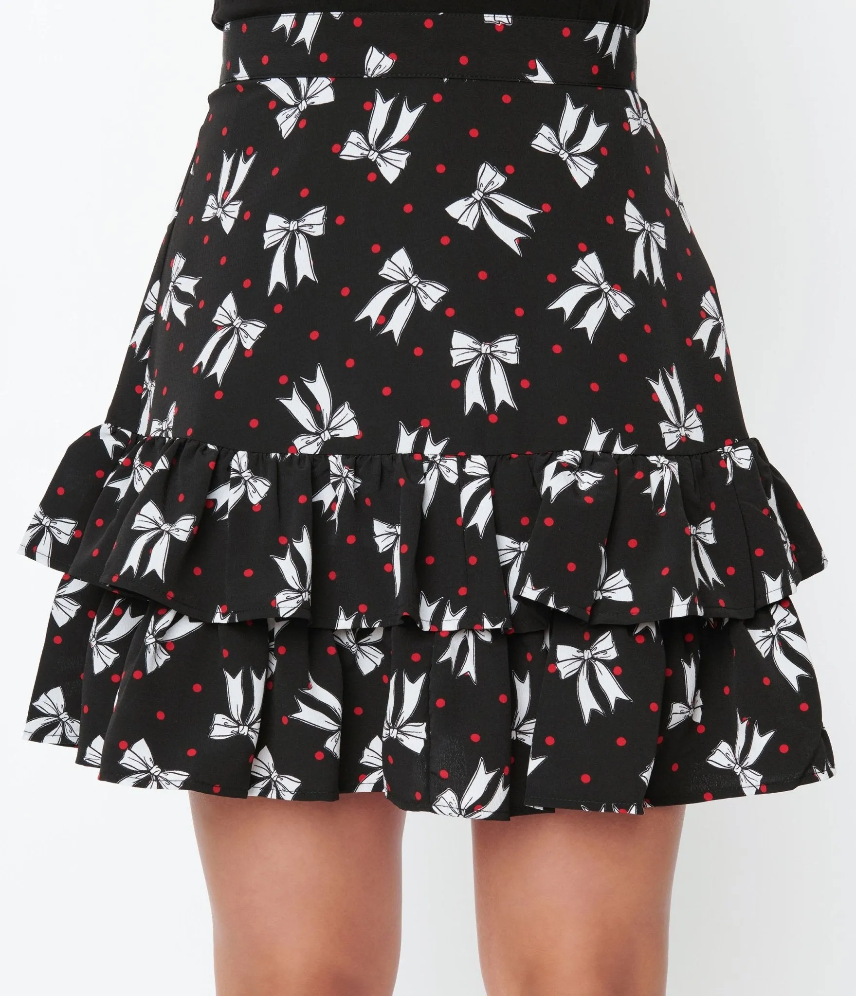 Hell Bunny Black Bow & Dots Bobbie Skirt