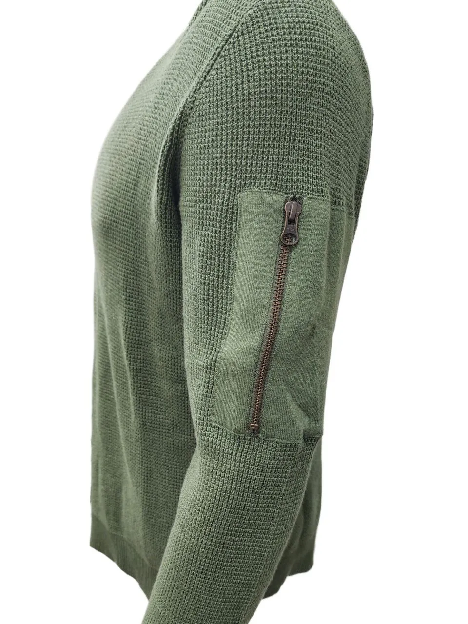 HoodLamb Men's Olive Patch Soft Stretchy Hemp Sweater 420 NWT