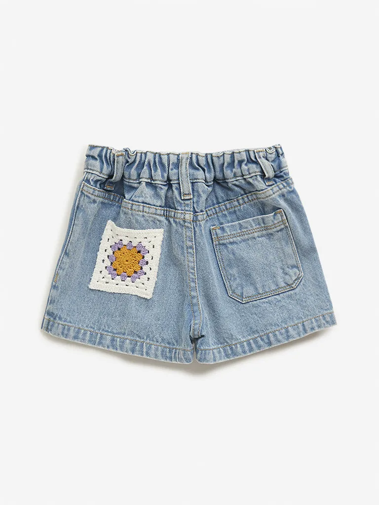 HOP Kids Blue Mid Rise Denim Skorts