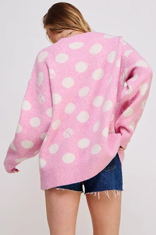 JADE by JANE Women's Polka Dot & Soccer Ball Knit Sweater