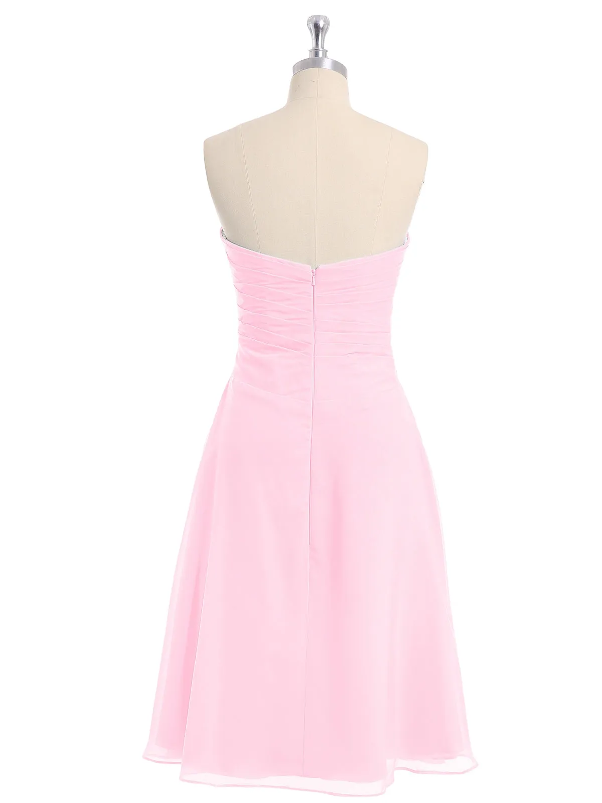 Knee Length Chiffon Dress with Sweetheart Neck-Candy Pink Plus Size