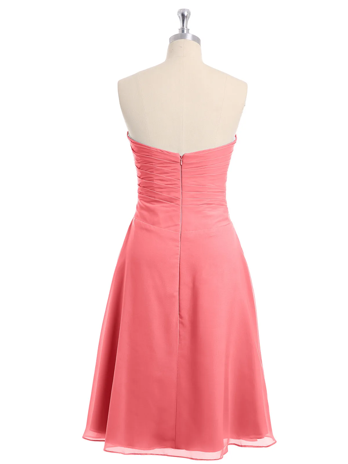 Knee Length Chiffon Dress with Sweetheart Neck-Watermelon Plus Size