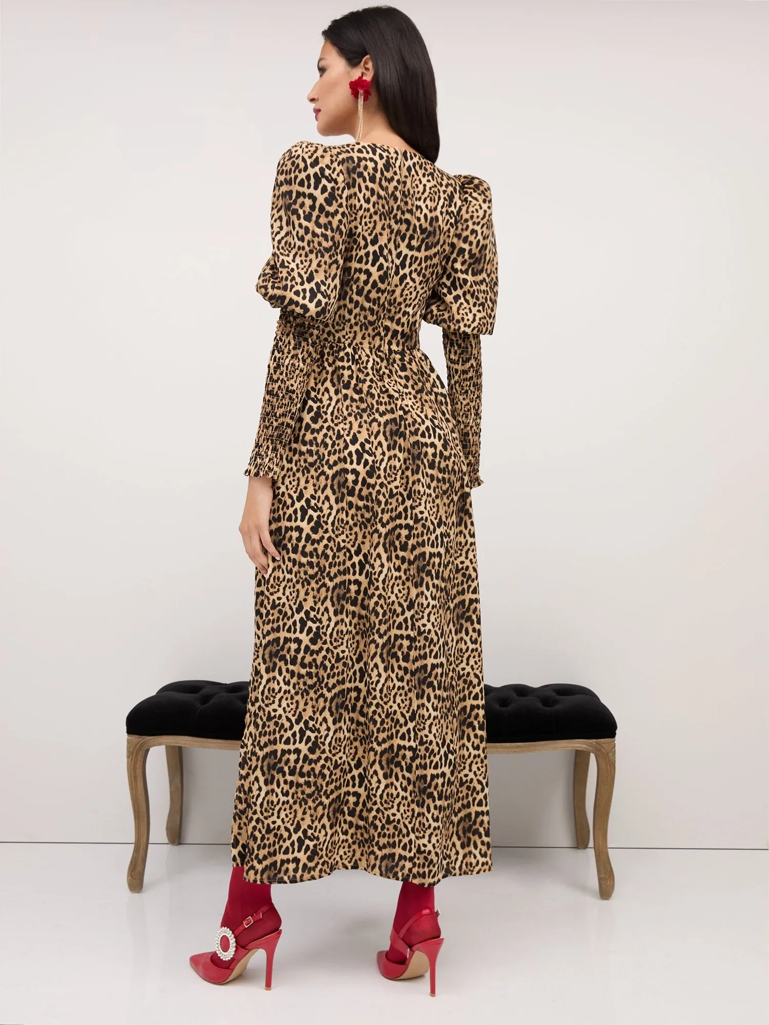 Leopard-Print Drama Maxi Dress