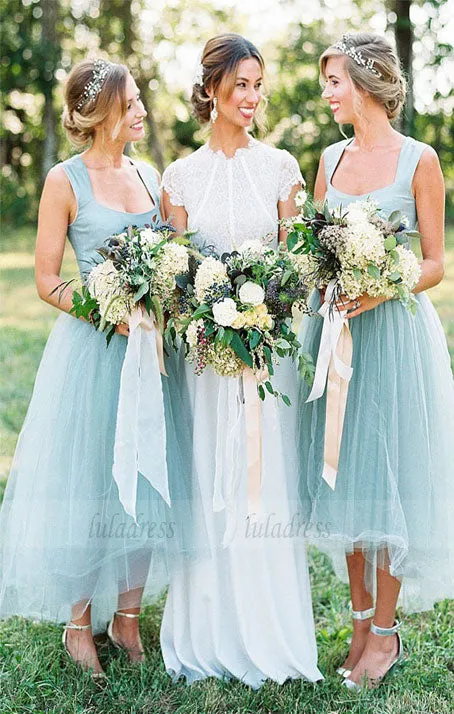 Long Bridesmaid Dress,Tulle Bridesmaid Dress, High-Low Bridesmaid Dress