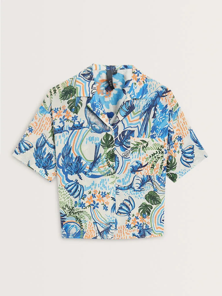 LOV Blue Nature-Inspired Shirt