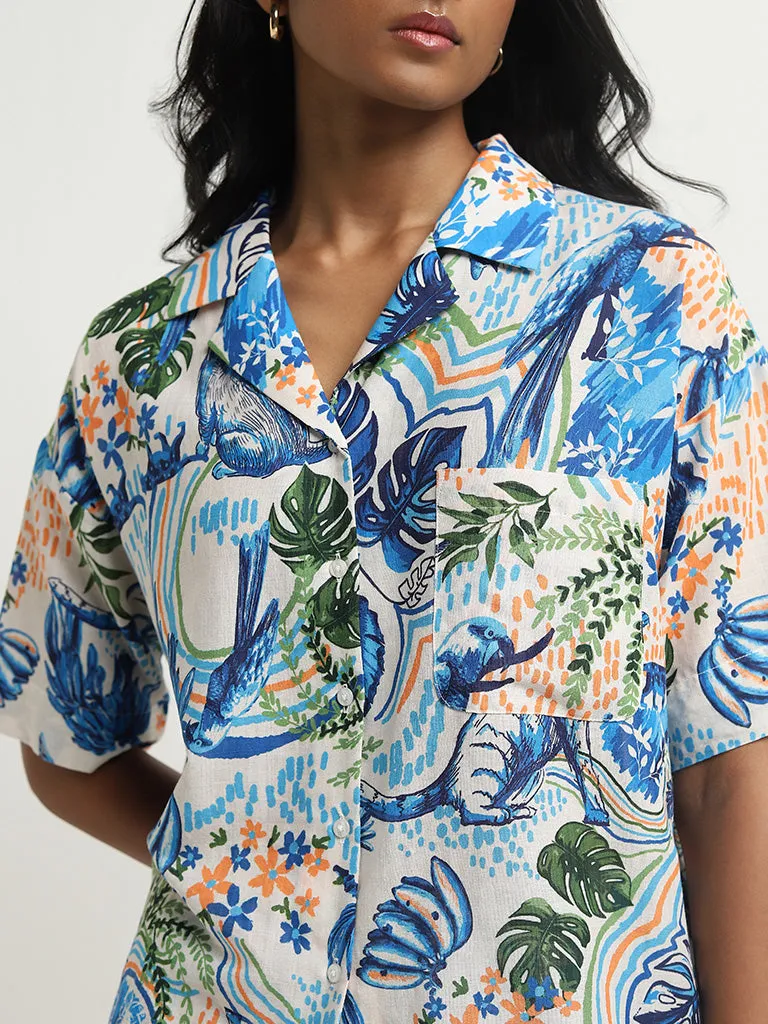 LOV Blue Nature-Inspired Shirt