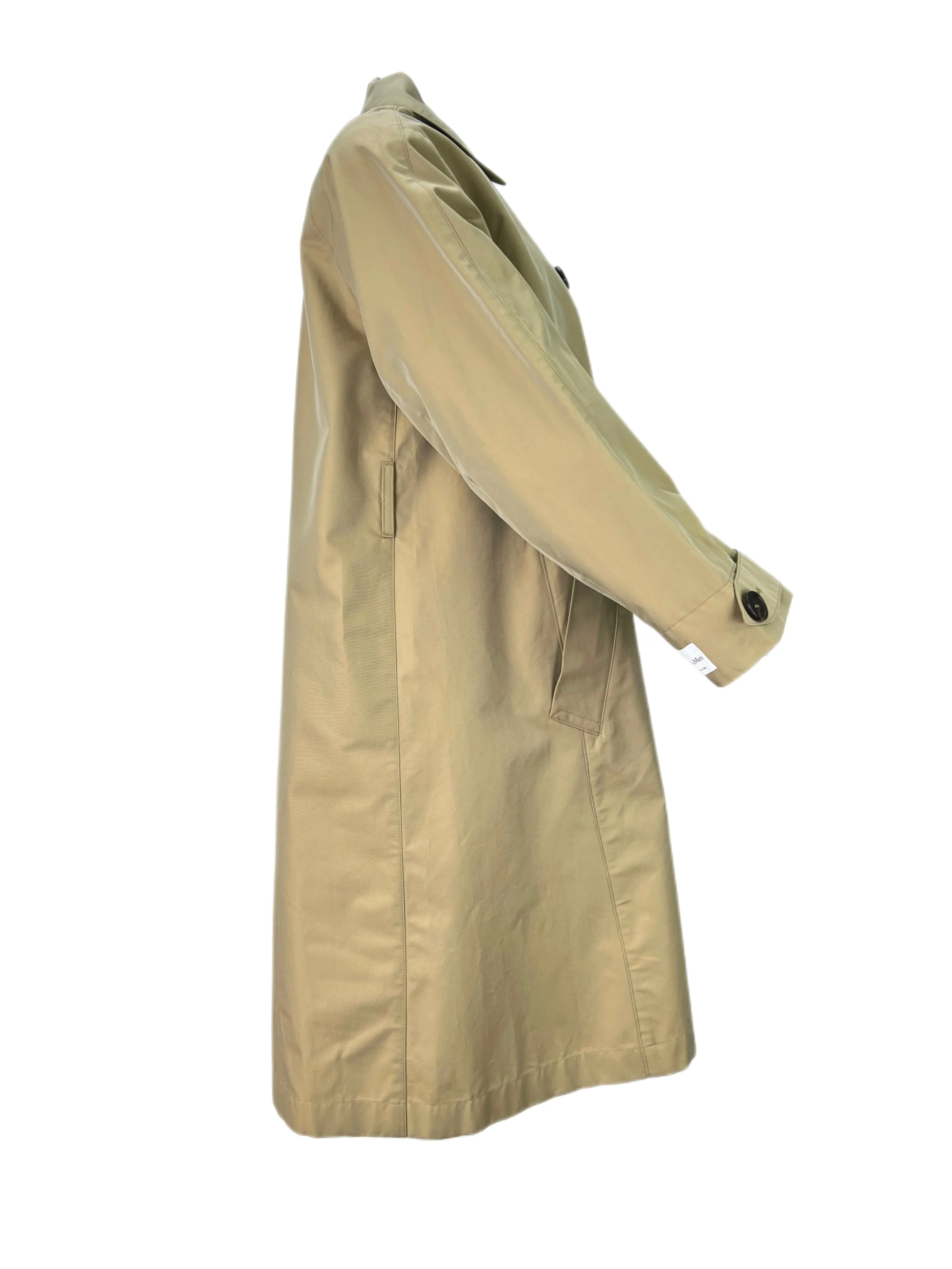 Max Mara Women's Camel Ctrench Waterproof Cotton Raincoat Size 2 NWT