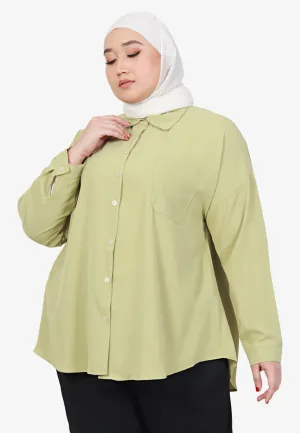 Mica Minimalist Work Button Shirt - Light Green