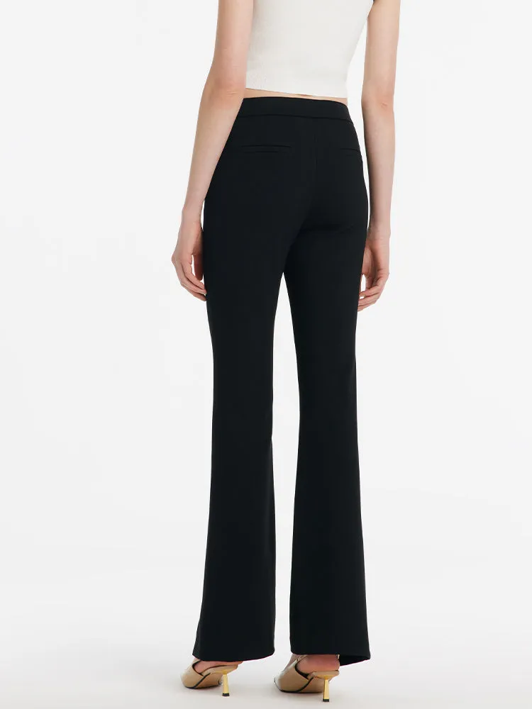 Mid-Rise Slit Micro-Flared Women Pants