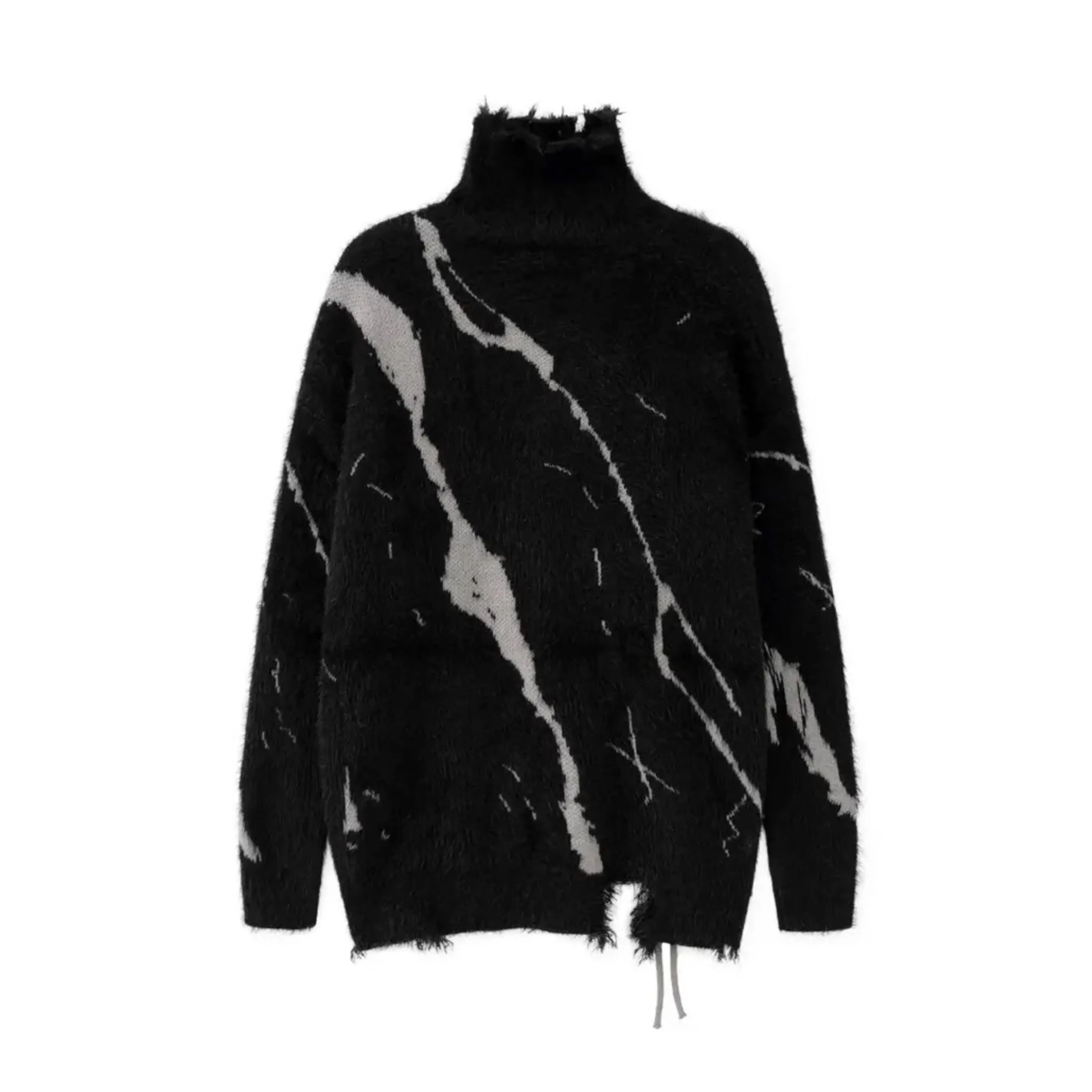 Monochrome Lace Up Fleece Sweater