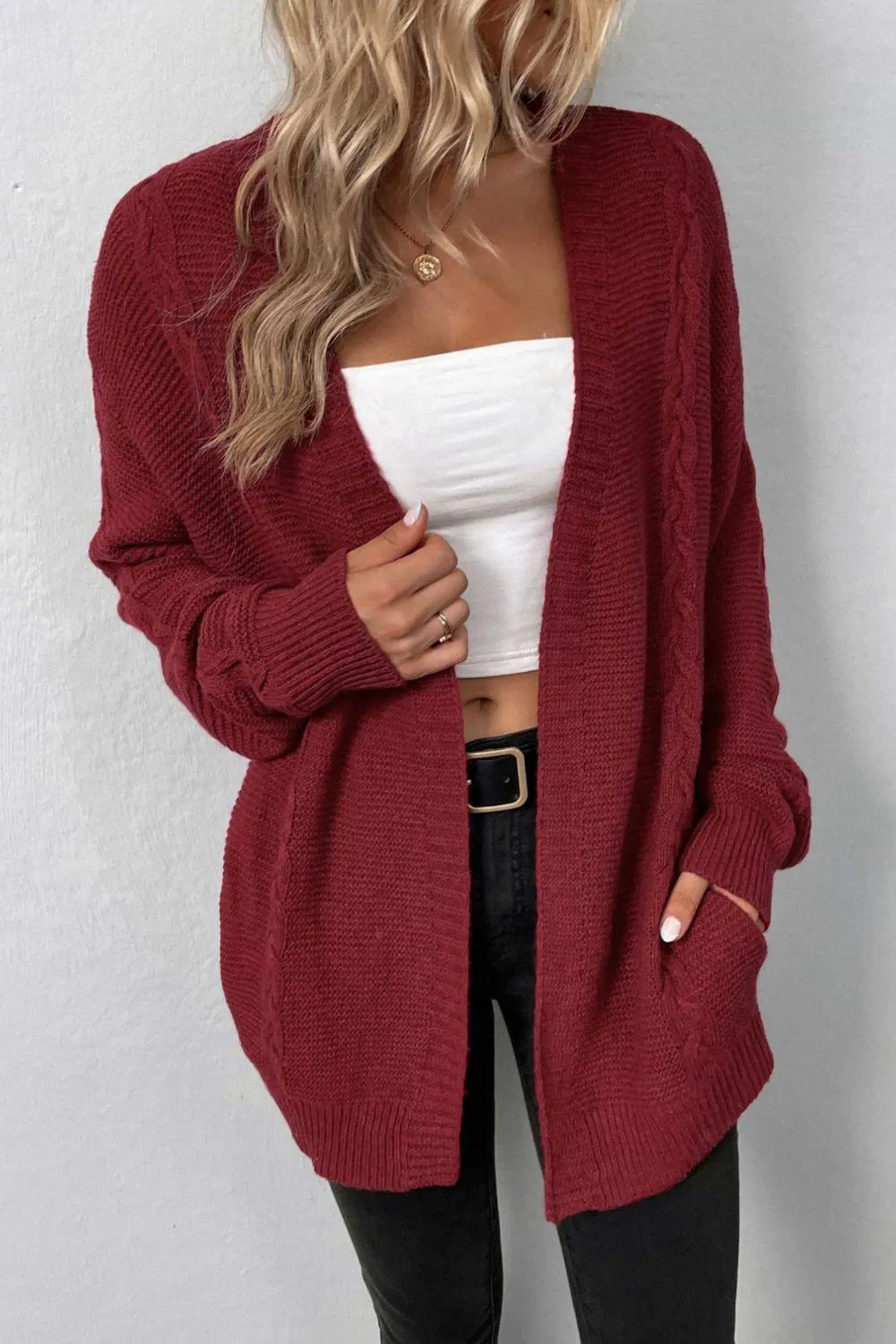 Open Front Cardigan with Pockets