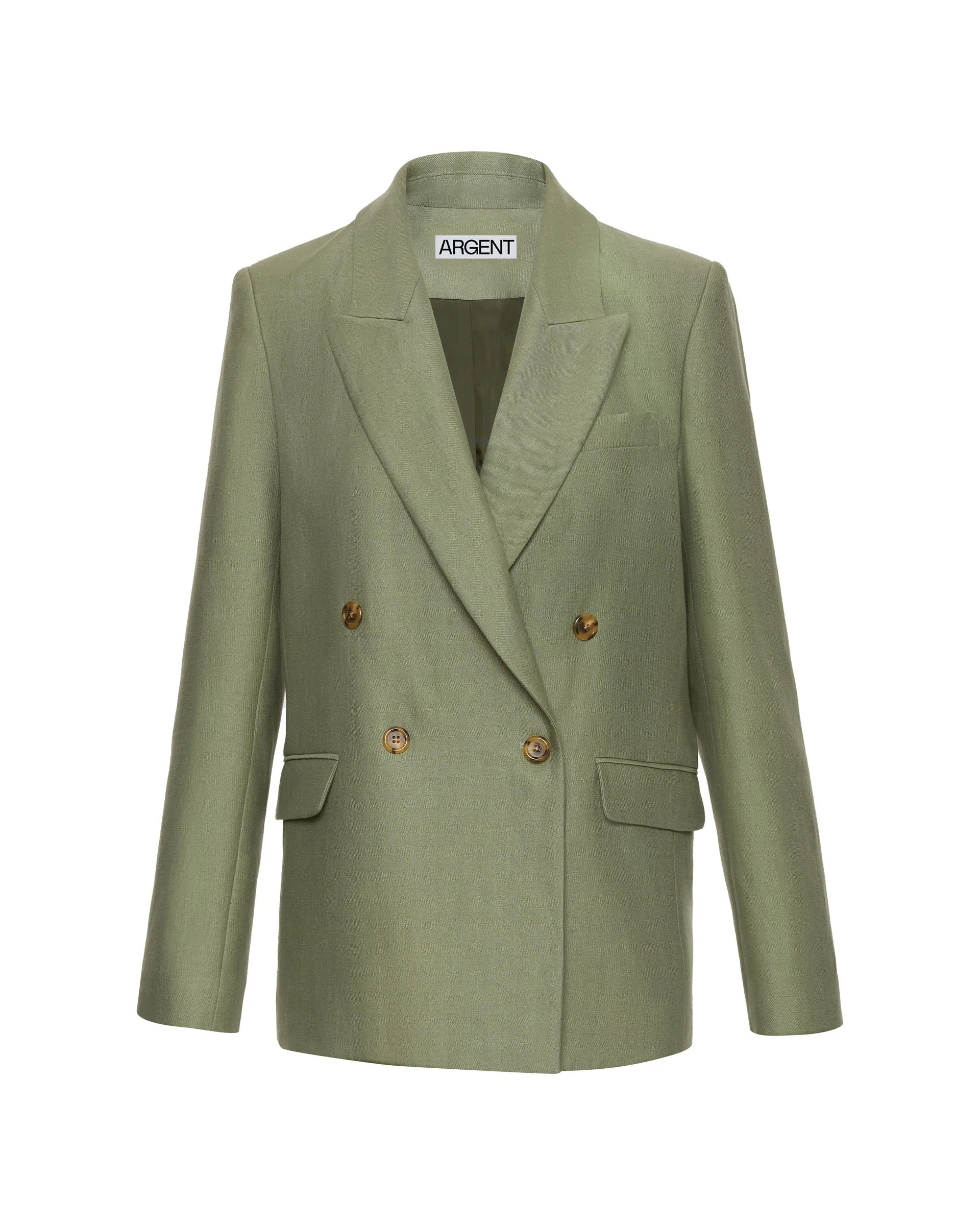 Peak Lapel Blazer in Linen | Sage