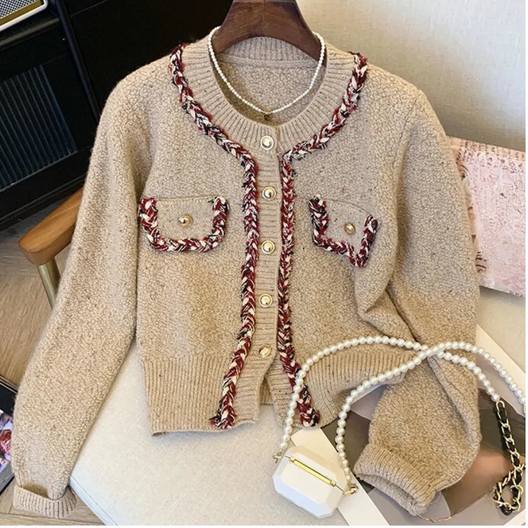 Pre Order:  Vintage Button Up Round Neck Cropped Cardigan