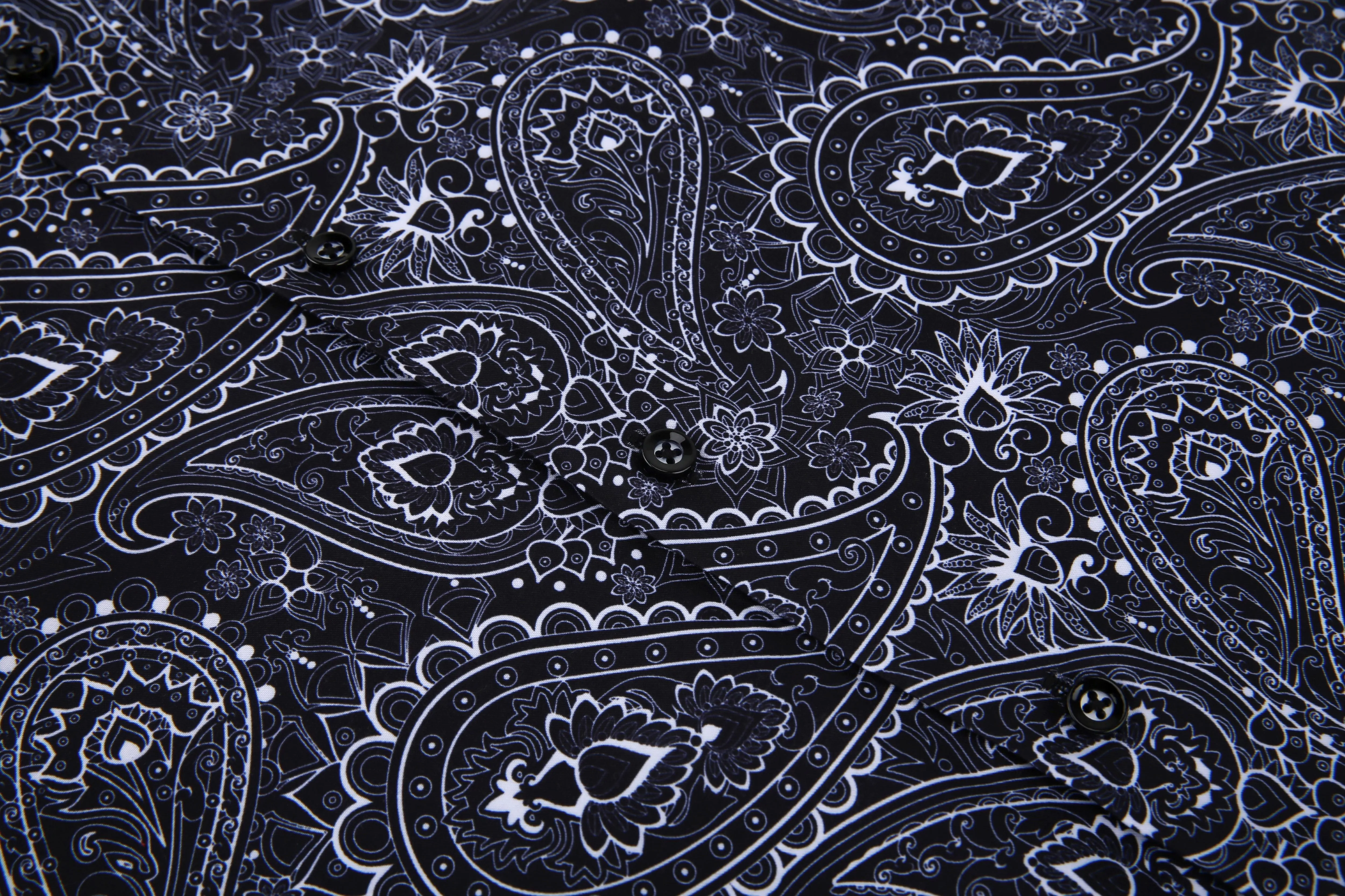 PREMIERE SHIRTS: Black & White Paisley