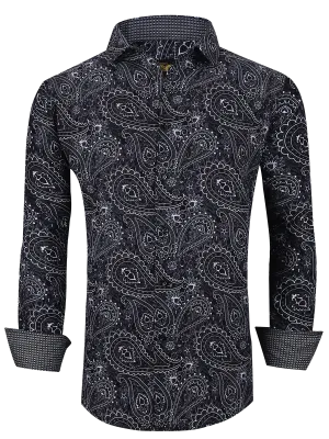 PREMIERE SHIRTS: Black & White Paisley