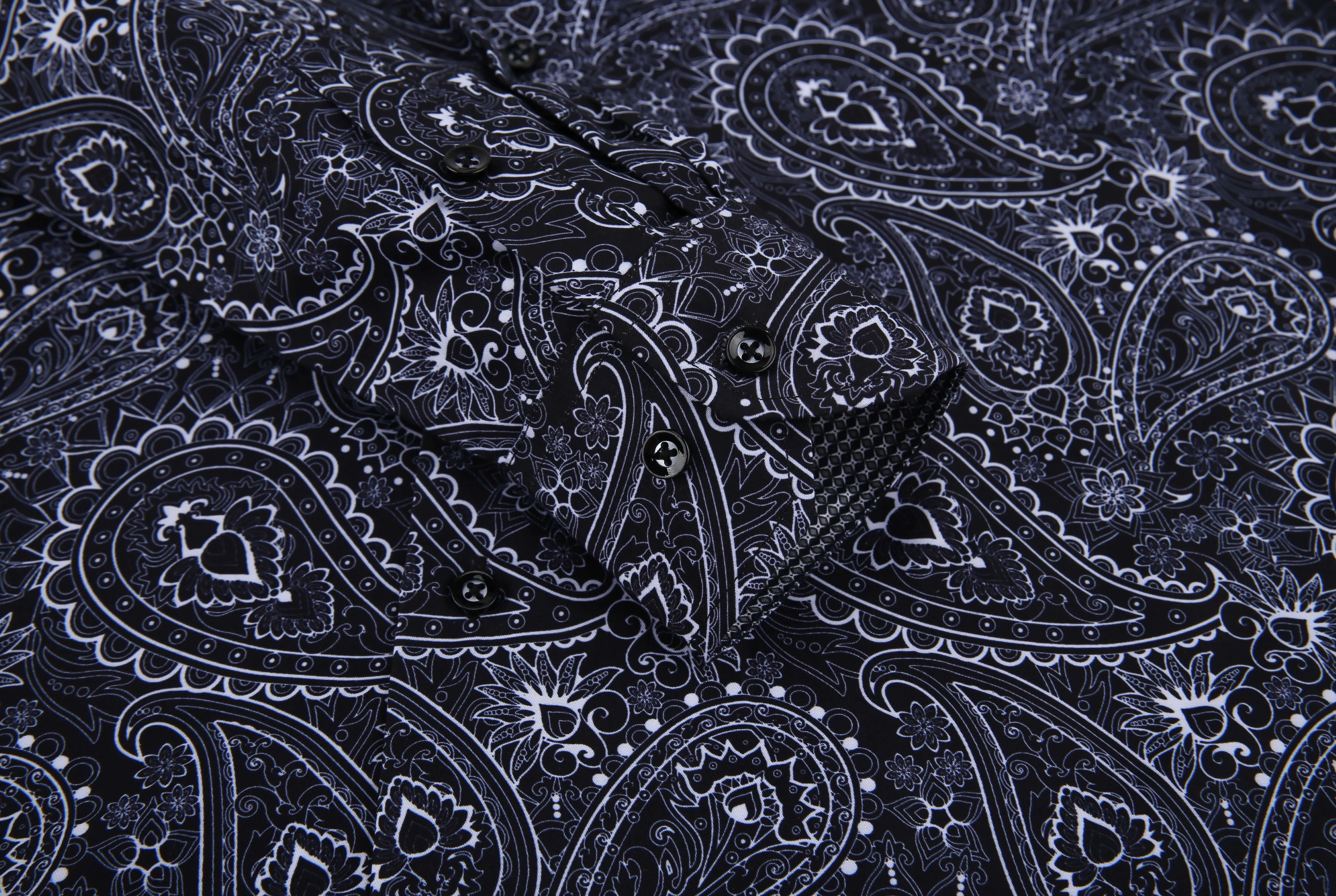 PREMIERE SHIRTS: Black & White Paisley