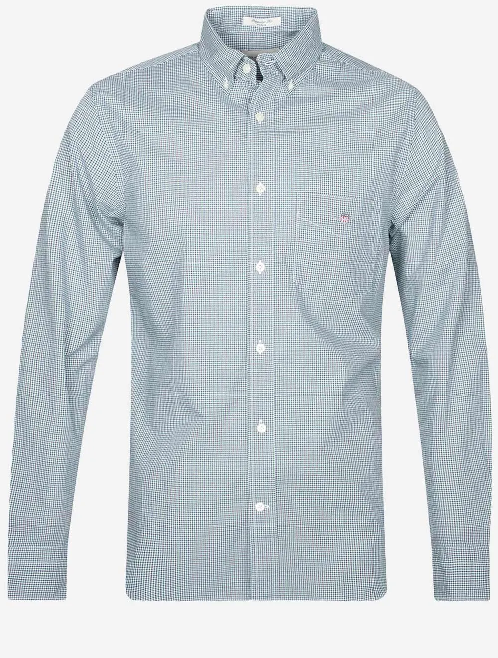 Regular Poplin Micro Check Shirt Forest Green