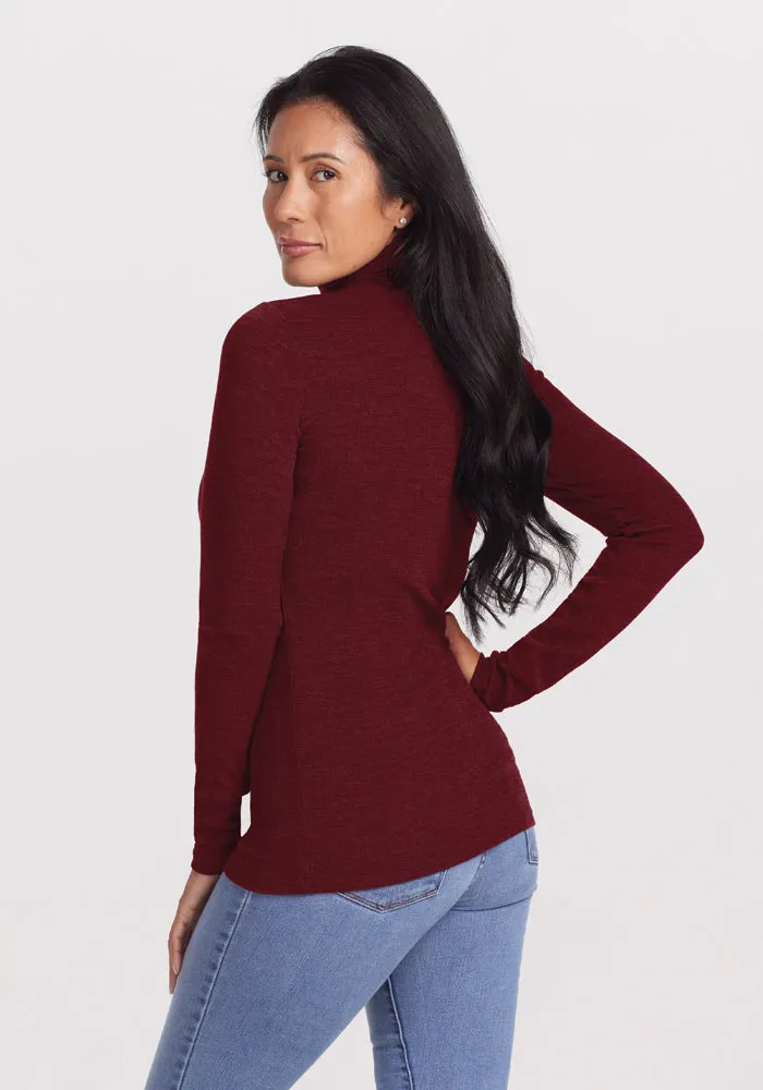 Sage Ribbed Turtleneck - Cranberry Melange