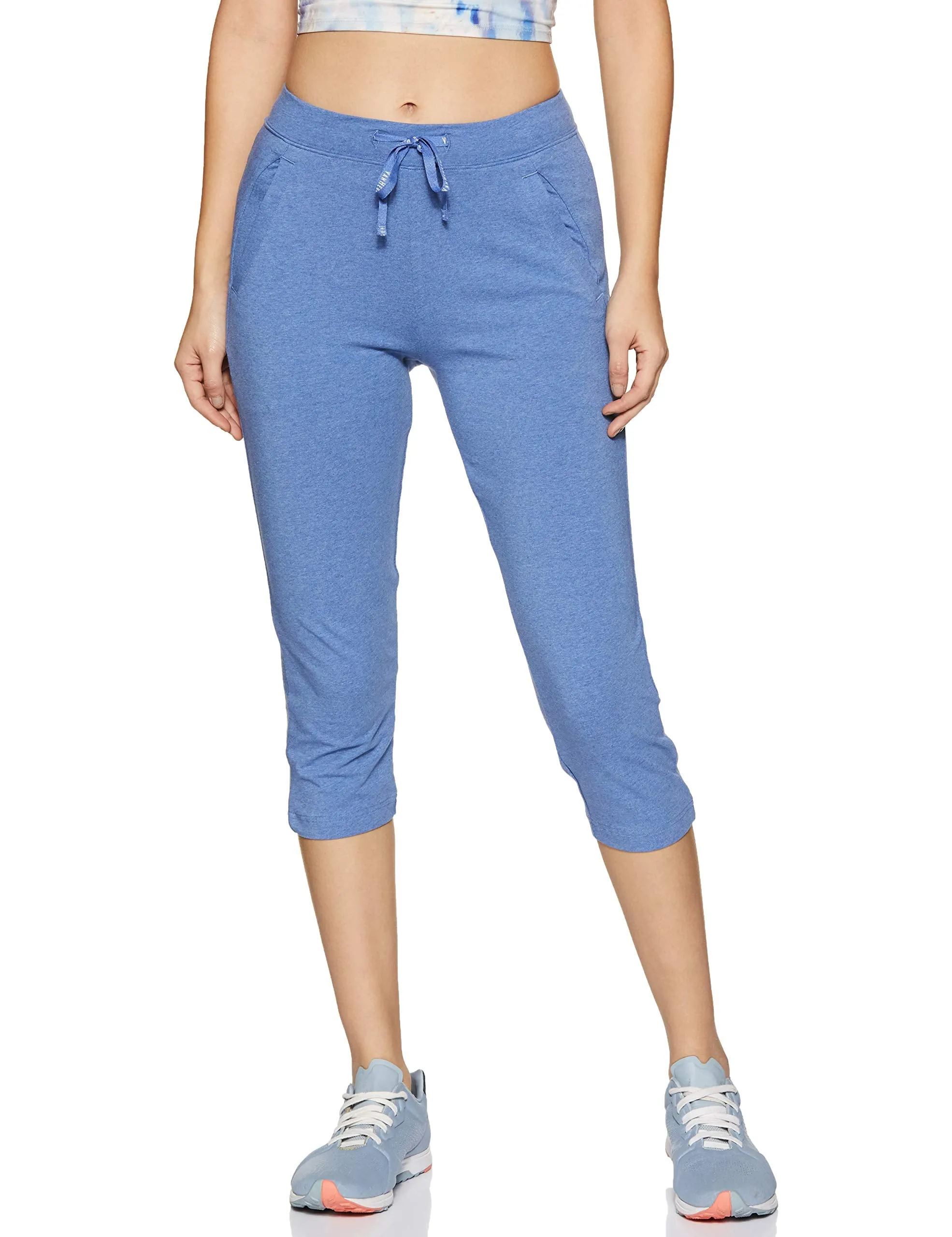 Van Heusen Women Straight Fit Lounge Capris - Cotton Spandex - Smart Tech , Easy Stain Release, Moisture Wicking, Ultra Soft_55304_Denim Mélange_XL