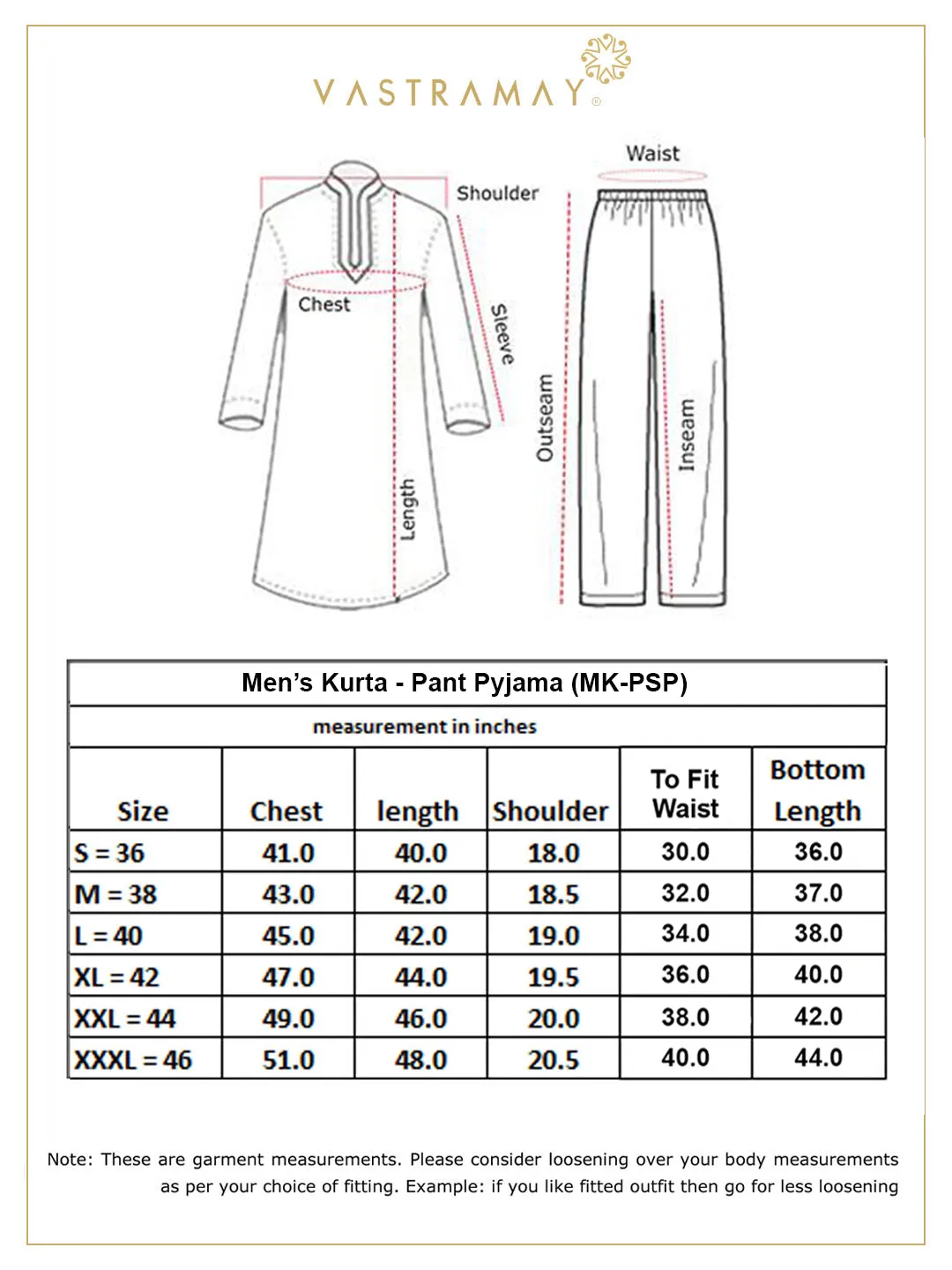 VASTRAMAY Men's Solid Kurta with Pyjama Set