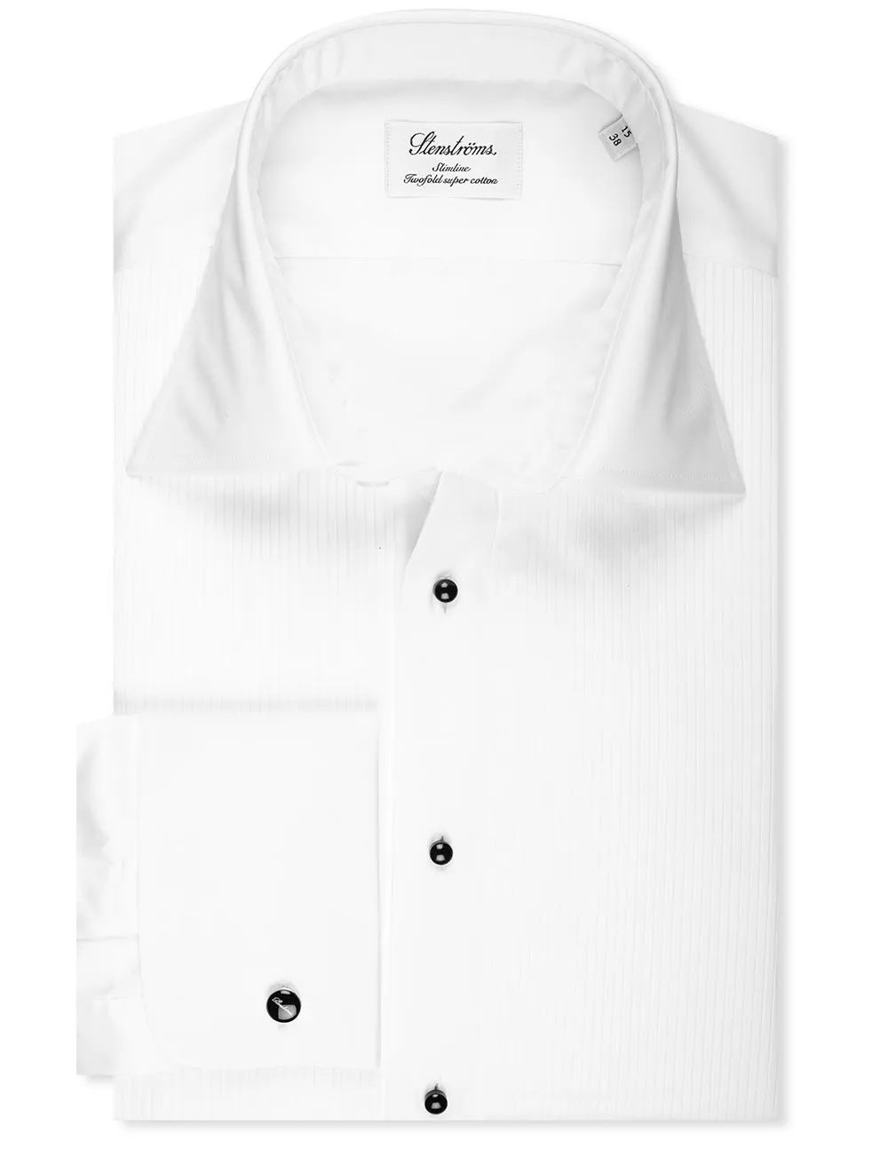 White Pleated Cotton Slimline Dress Shirt